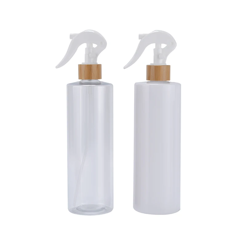 30ml 60ml 100ml 250ml 300ml 500ml black white clear amber Trigger Spray Bottle straw bottle with bamboo trigger pump spray cap