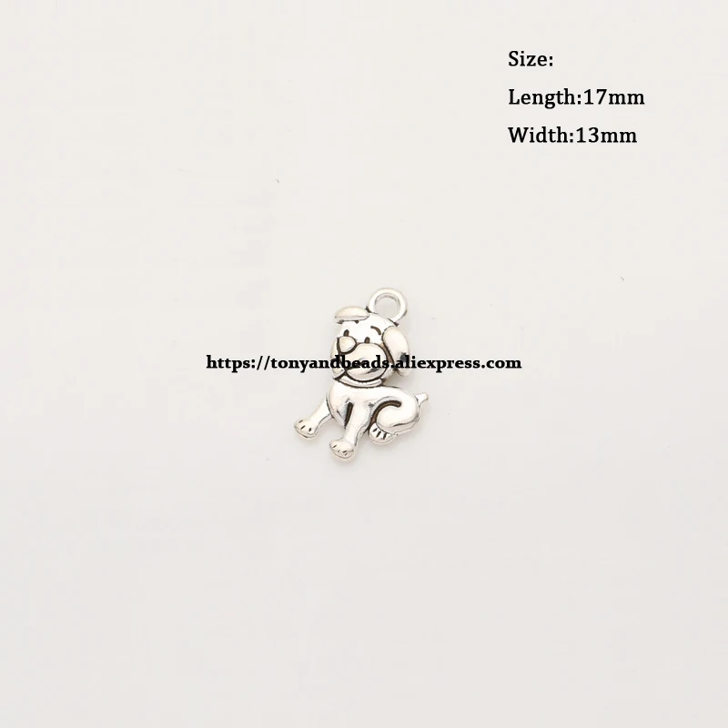 (50Pcs/Lot) Zinc Alloy Tibetan Silver European Charm Dog-Shape Pendant Size 17X13mm ZN48262B