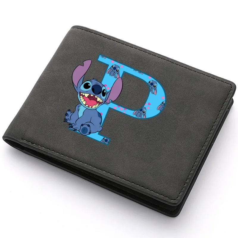 2024 Disney CAN o & Stitch A-Z 26 lettres portefeuille pour hommes avec fermeture éclair de haute qualité homme porte-monnaie d'affaires porte-cartes portefeuille court