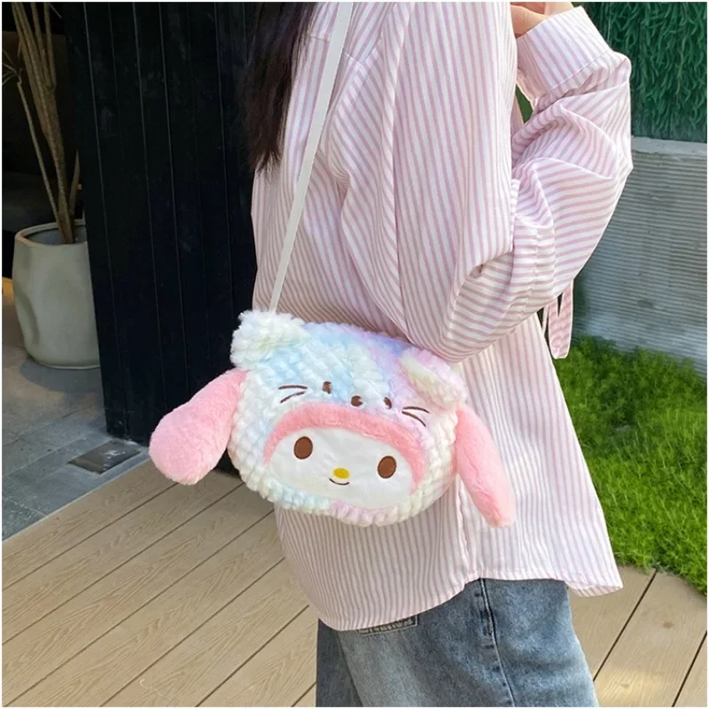 

MBTI My Melody Shoulder Bag for Women Plush Cute Small Cartoon New Fashion Handbag Japanese Style All-match Casual Female Bag