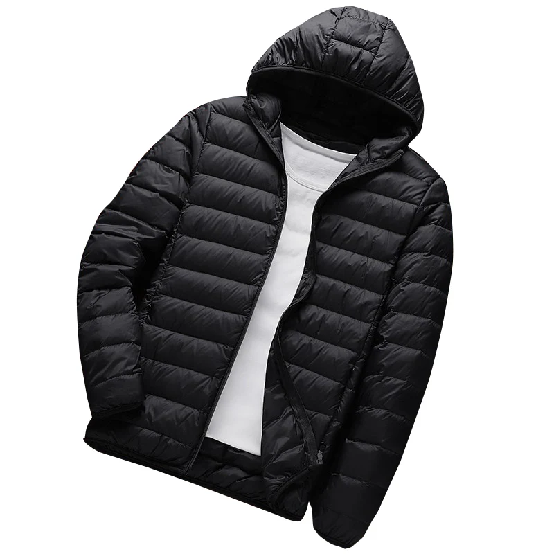

New 2025 Men's Lightweight Padded Jaet Autumn Winter ort Loose Faionable Urban Versatile Warmth Zipper Closure Hooded
