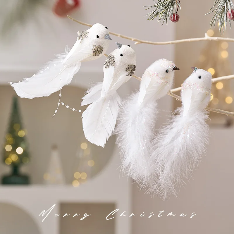 

2PCS Christmas Tree Hanging Accessories Christmas Bird new Christmas decorations Xmas Ornaments Scene Decor 2025 New Year Gift