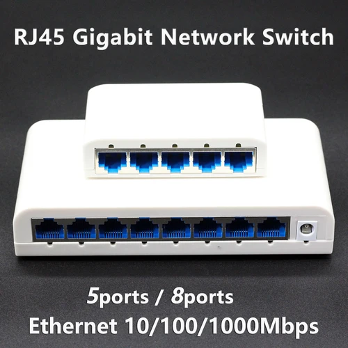 Imagen 1 del producto Conmutador Fast Ethernet RJ45 de 5/8 puertos, 10/100/1000Mbps, nueva versión de red de alta velocidad para oficina, hogar, LAN, PC