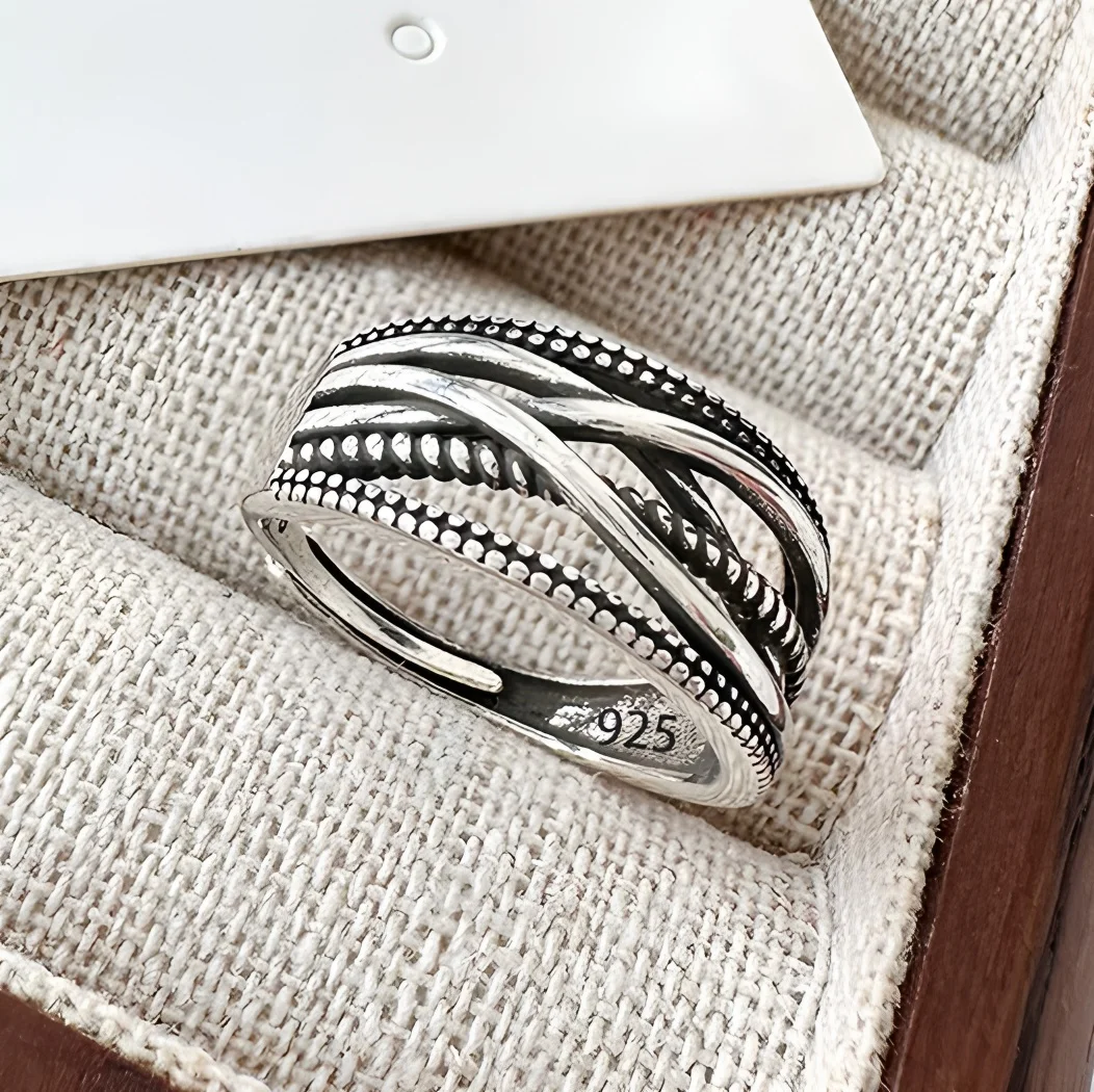 VENTFILLE Blumen-Spitzenring aus 925er-Sterlingsilber, koreanische Mode, Öffnung mit eingelegtem CZ, verstellbare Ringe, Valentinstagsgeschenk