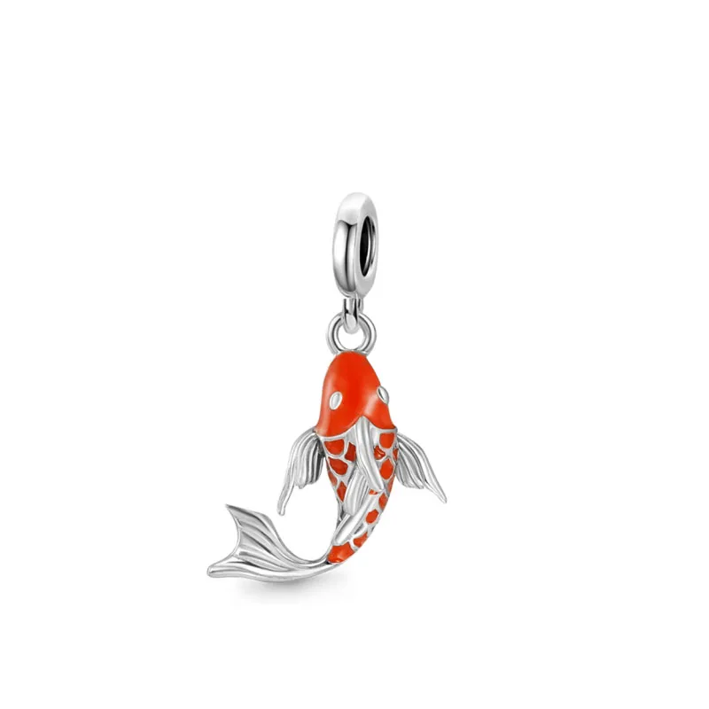 New Fine Luck koi fish Pendant goldfish Blessing Charm 925 Silver Bead Fit Original Bracelets DIY Jewelry Women Accessories Gift view 2