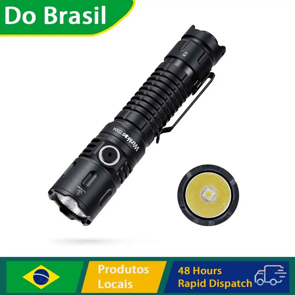 Lanterna Tática Recarregável Wurkkos TD04 21700 com Modo Duplo, Interface USB-C, 3000 Lúmens, Uso Diário com Interruptor Traseiro