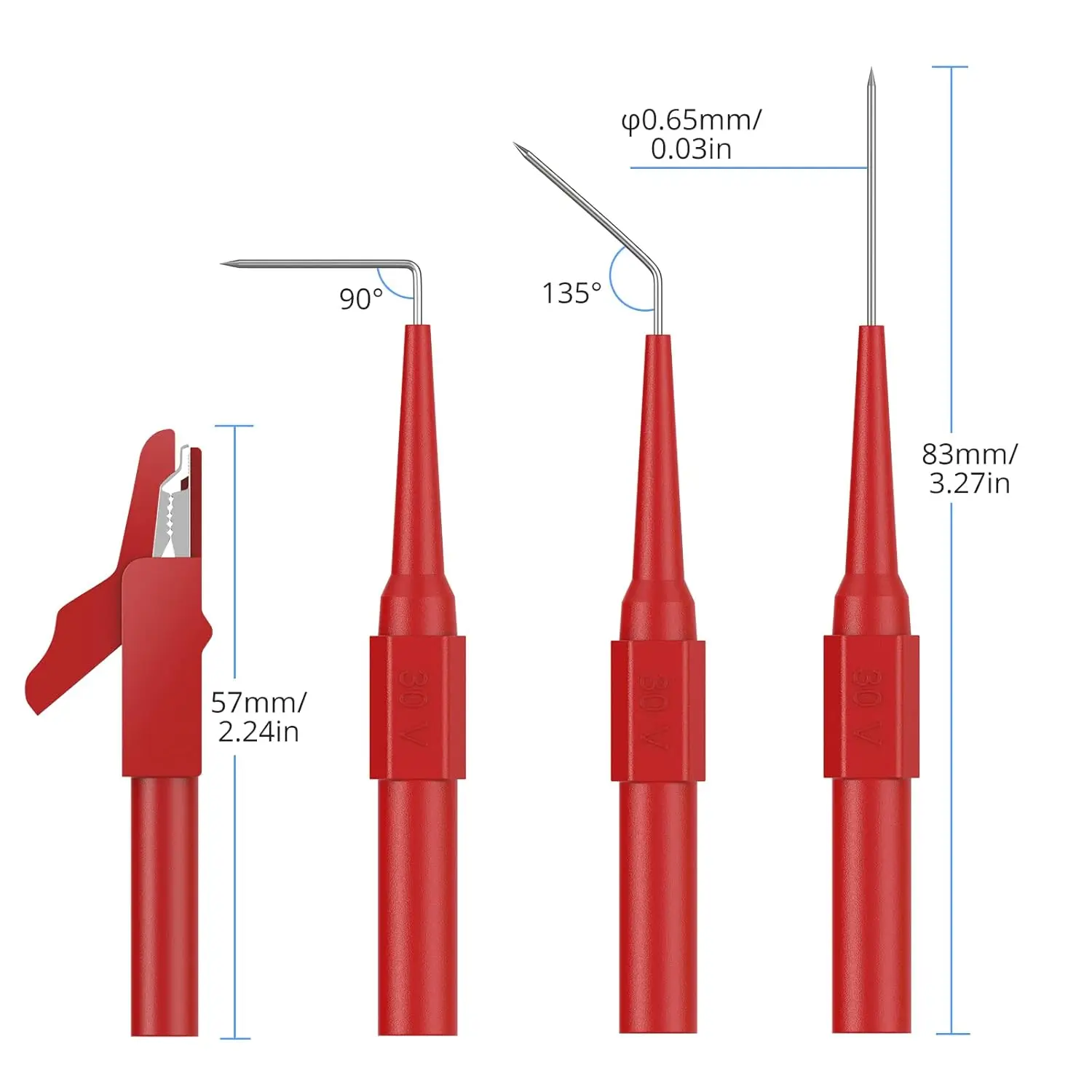 CAMWAY 25pcs Test Leads - 15 Back Probe Pins,5 Banana to Alligator Clips for Multimeter Circuit Testing