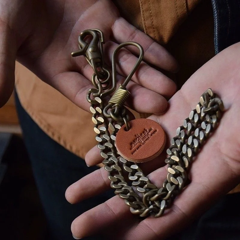 

American vintage style chain belt made of brass suitable for motorcycle outfits paired with a waist chain trendy