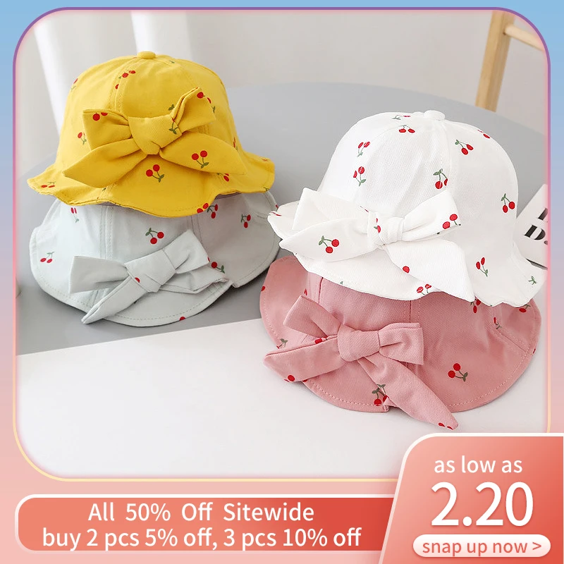 

Bow Print Kids Panama Basin Cap Lovely Girl Fisherman Hat Baby Summer Sun Hat Outdoor Anti-UV Sunscreen Bonnet Outdoor Visors 모자