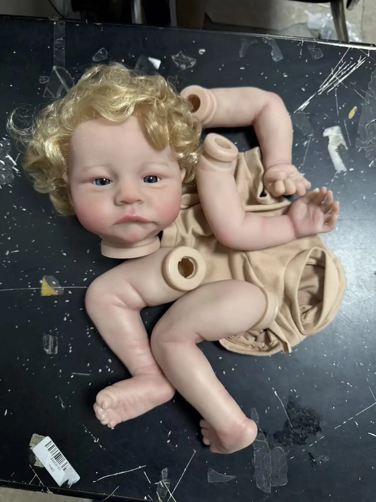 

18inch Reborn Doll Kit Levi Awake with Curly Hair Already Painted Lifelike Baby Doll Parts with Body and Eyes kit bebé reborn