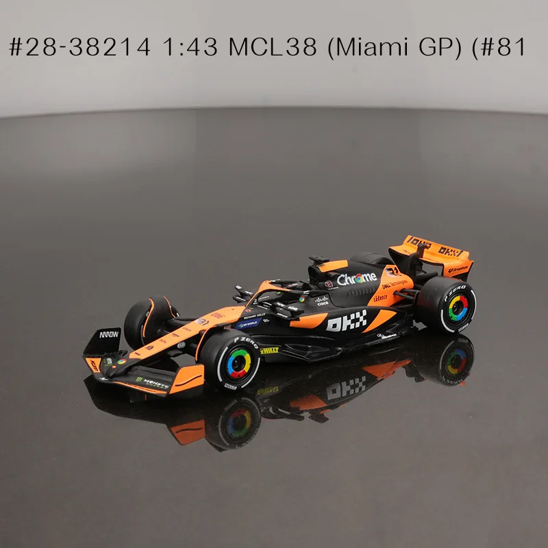 In-stock Bburago 1:43 Mcl38 Miami Mcl38 Monaco Mclaren 2024 F1 Alloy Miniature 4# Lando Norris 81# Oscar Piastri Diecast Model