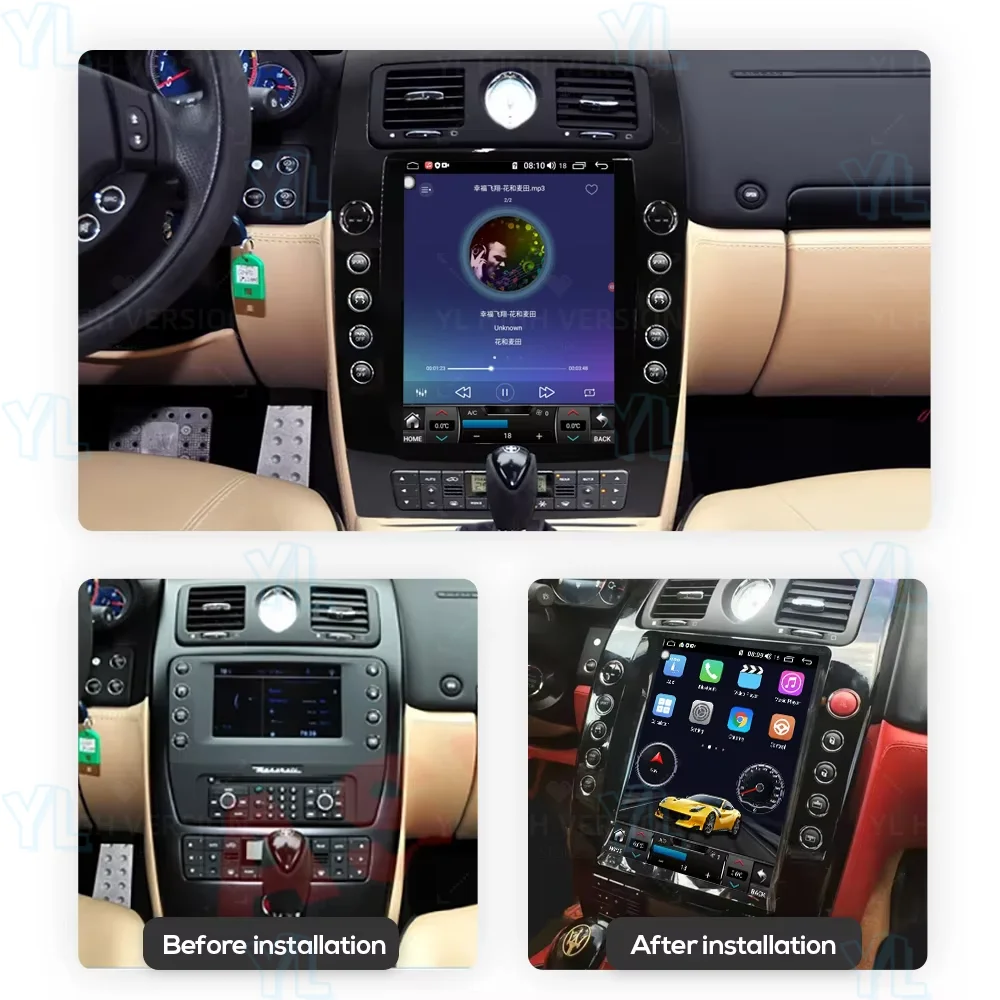 N Car Radio For Maserati Quattroporte 2004-2012 Carplay Android 13.0 Navi Stereo Wifi Bluetooth GPS Head Unit Multimedia Player