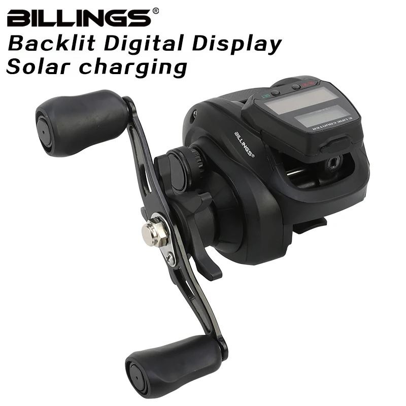 BILLINGS AH Series,6.3:1 Gear Ratio,Solar Charging,Digital Display,18LB Max Drag,Metal Spool,For Freshwater Saltwater