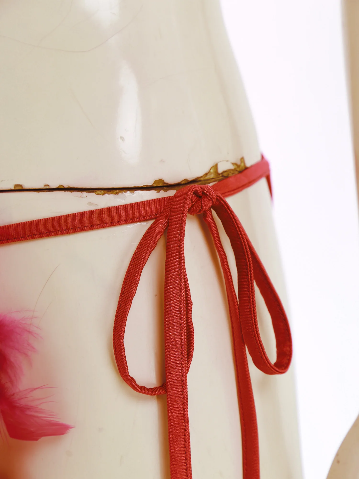 Womens Faux Feather Bikini Lingerie Set Front Crossing Removable Cups Bra Tops Side Tie Sexy Bedtime Clubwear Underwear Suit