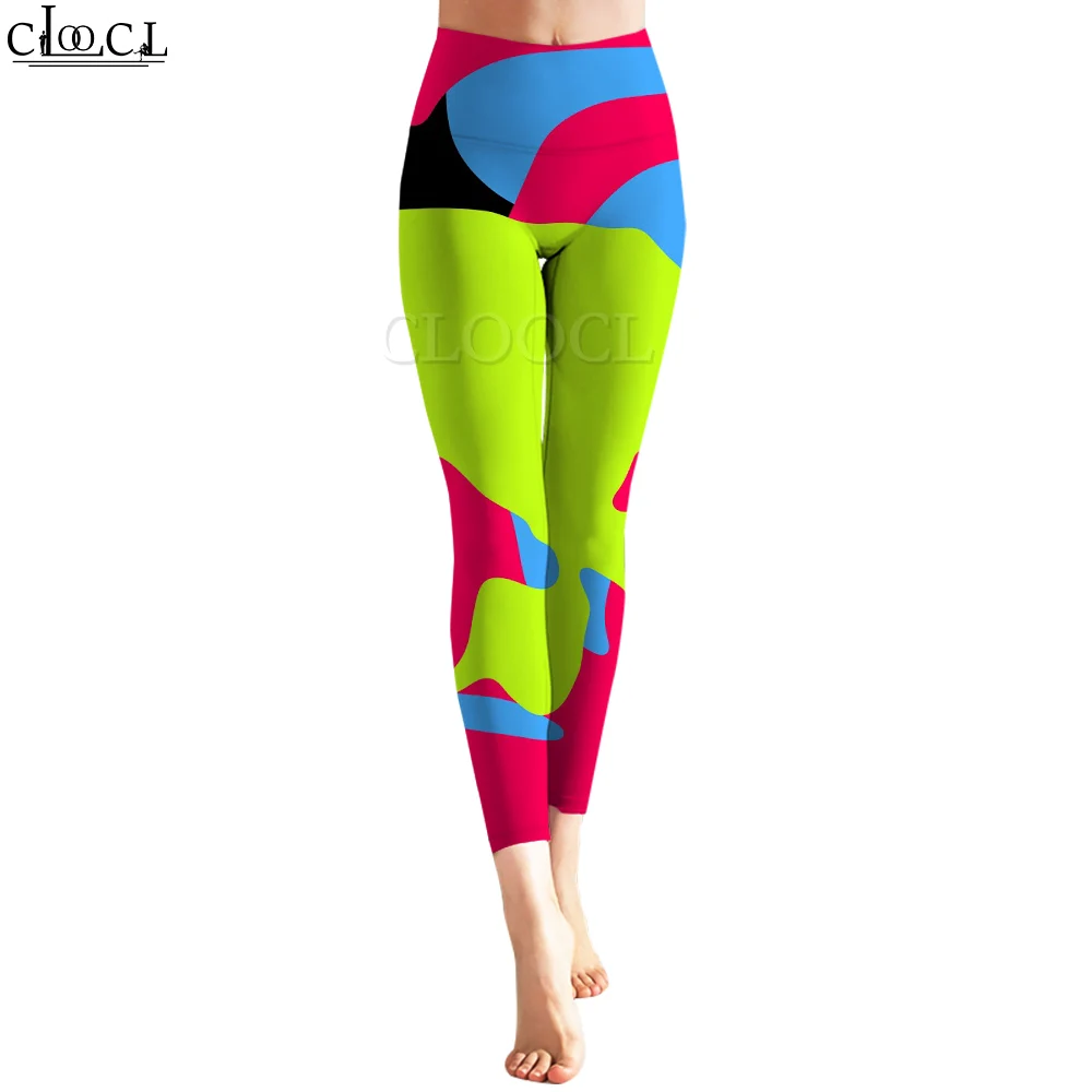 

CLOOCL 2022 Fashion Women High Waist Push Up Leggings Popular Abstract Graphic Trousers Female Stretch Seamless Gym Pants