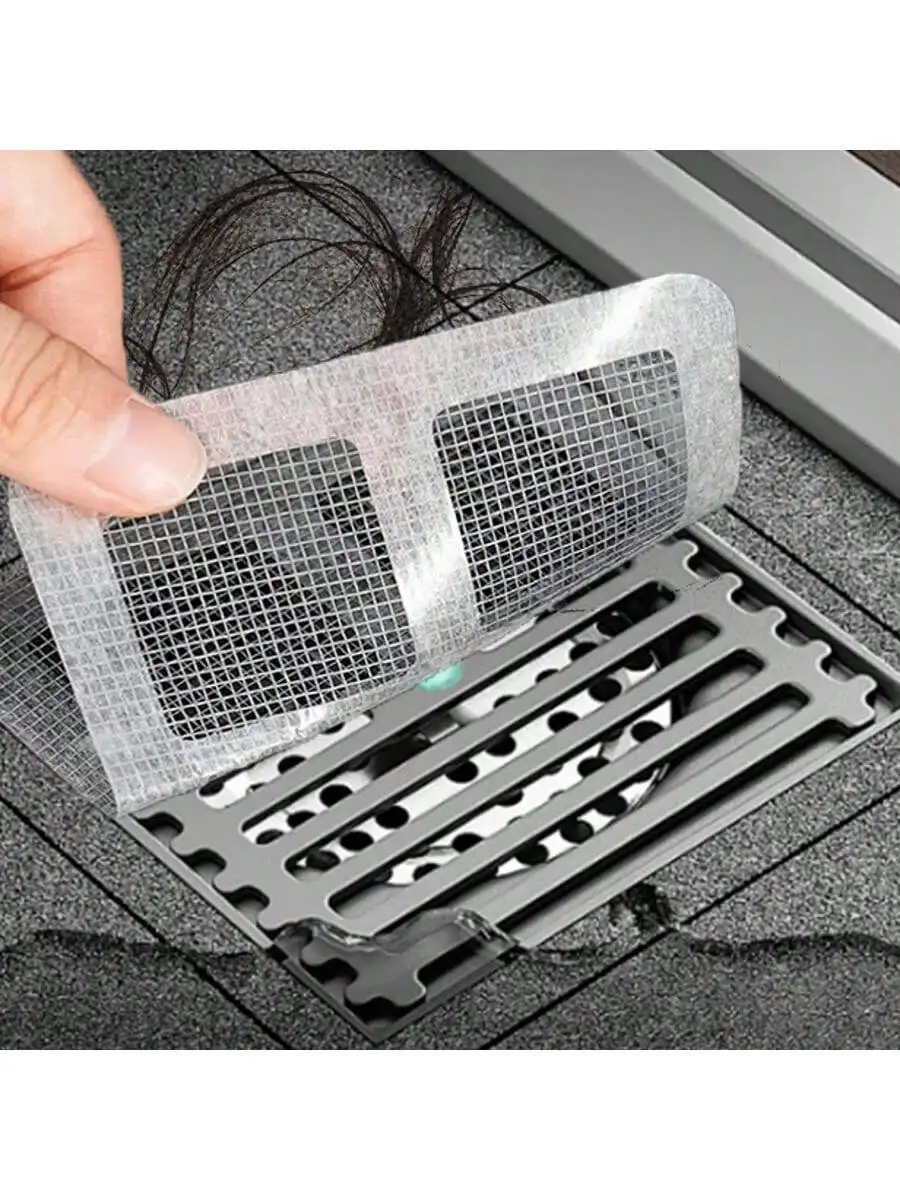 60-Pack Disposable Hair Collection Mesh Sticker - Kitchen Sink & Bathtub Drain Anti-Clogging Protector - Detail 1
