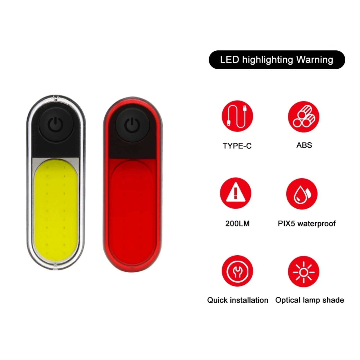 Bright Bicycle Light USB Rechargeable  Bike Rear Light Type-C 200 Lumns Cycling Taillights  Cycling Helmet Bike Lamp