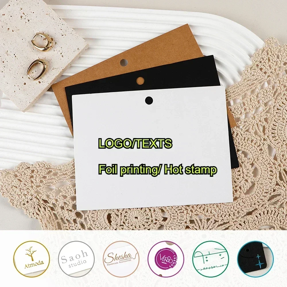 

100PCS 16x12cm Custom Golden Brand Logo Headband Packing Card Cardboard For Jewelry Making Foil Printing Small Business Supplies