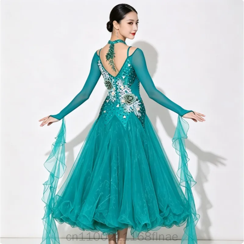 Advanced Customized Olympic Diamond Series Modern Dance Skirt Dress S7033 National Standard Dance Costume Competition Dress