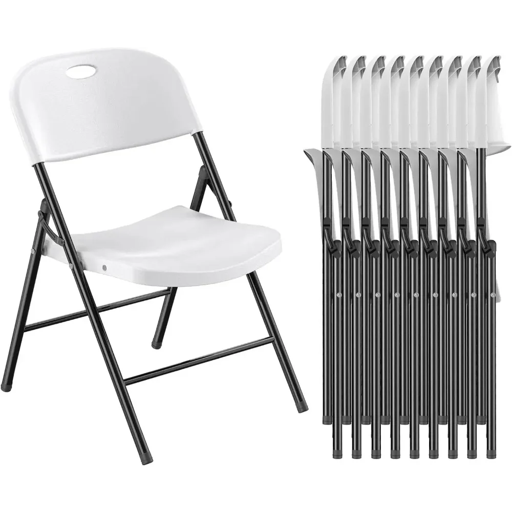 10 Pack 650 Weight Limit Heavy Duty Plastic Folding Chair with Reinfoced Steel Frame for Indoor and Outdoor Wedding Party