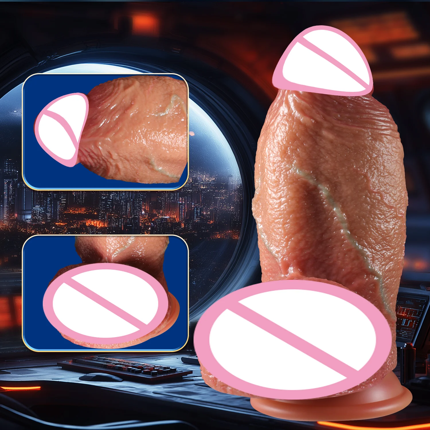 부드럽고 거대한 딜도, 피부 느낌의 사실적인 페니스, 여성용 자위기구, 남성용 항문 침투, 전립선 마사지, 큰 성기, 성인용 섹스 토이