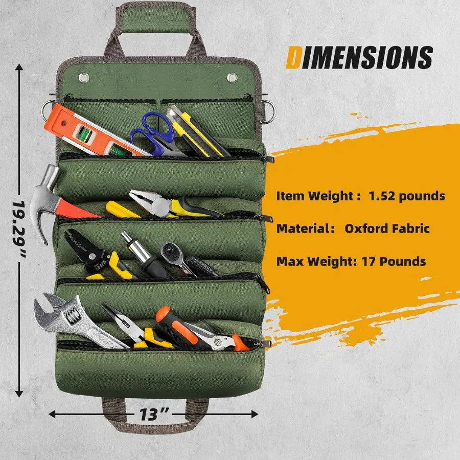 Сверхмощный портативный мягкий органайзер для хранения инструментов с 2 маленькими сумками, складной свернутый дизайн для механики и любителей DIY I