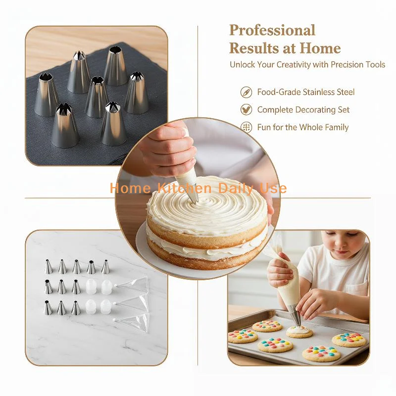 

portableStainless Steel Piping Nozzles Multiple Tip Shapes Rust Proof Design Perfect For Cake Cupcake Decorating Home Baking