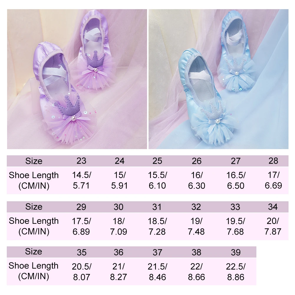 Sapato de Balé Infantil Profissional, Sapatos de Princesa, Sola Macia, Cetim, Coroa, Renda, Treino de Dança, Meninas