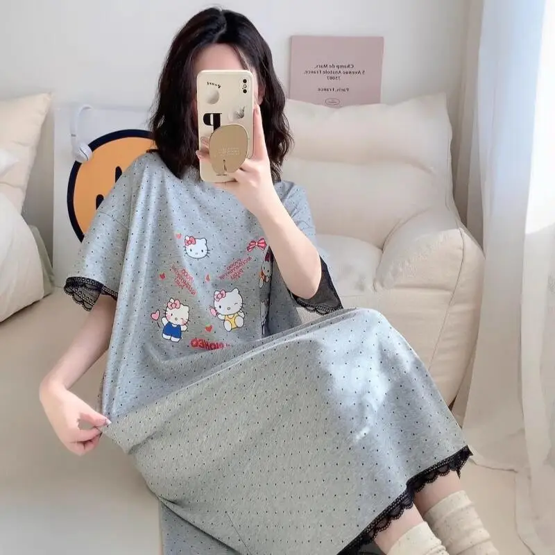 

Sanrio Hello Kitty женская спальная юбка Kawaii мультфильм летние пижамы с короткими рукавами для сна домашняя одежда для отдыха новый стиль