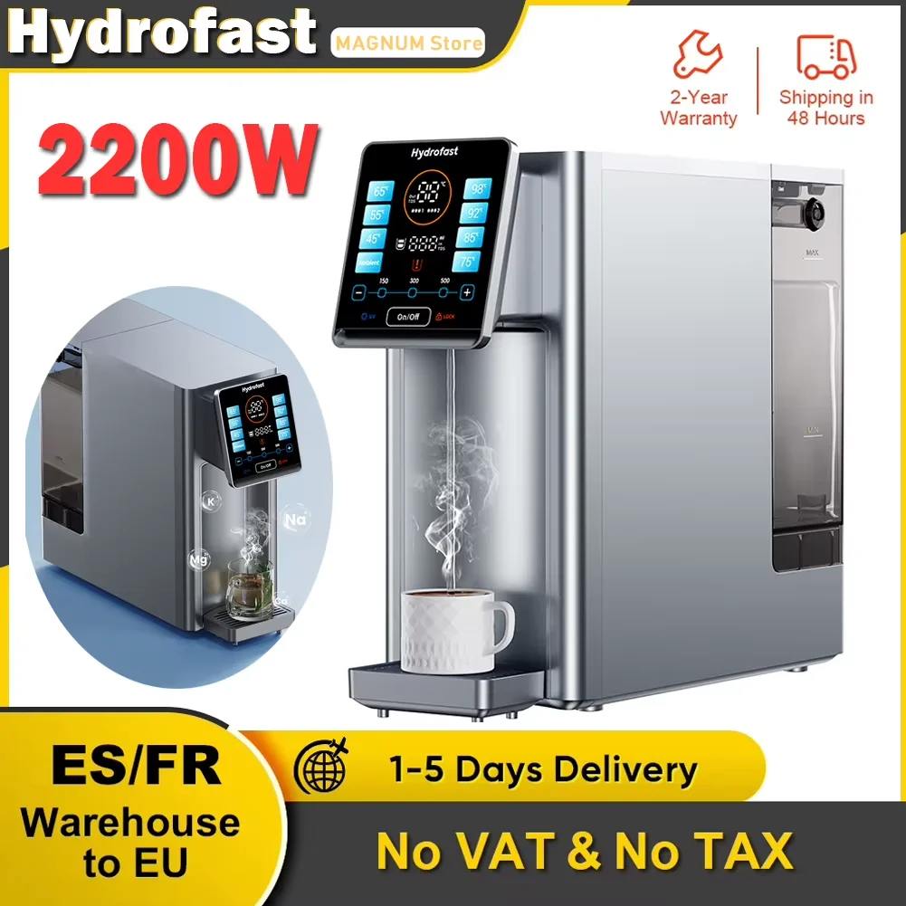 Hydrofast W100 – przenośny oczyszczacz wody, natychmiastowe podgrzewanie, 8 ustawień temperatury, 6-stopniowa filtracja RO z funkcją utleniania UV, proces remineralizacji, proporcja czystej wody do