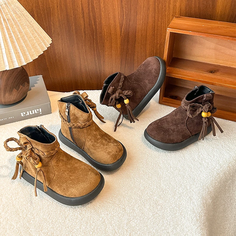 الحلو شرابة تصميم فتاة الأميرة الجوارب 2025 الخريف والشتاء جولة رئيس لينة أسفل مريحة الأحذية الجلدية للأطفال #1
