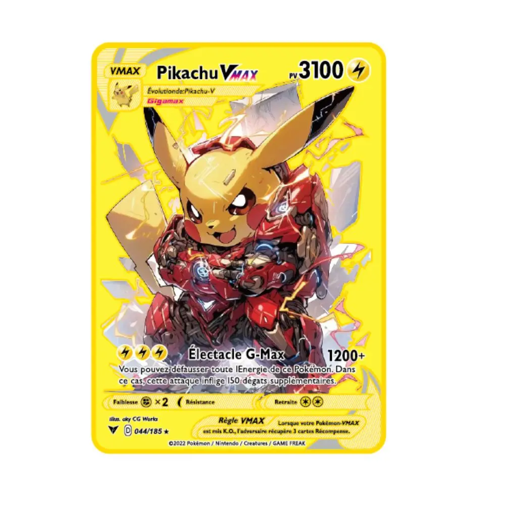 2024 New French Pocket Monster Card Metal Pocket Monster Card French Hard Iron Card GX Spitfire Dragon VMax Game