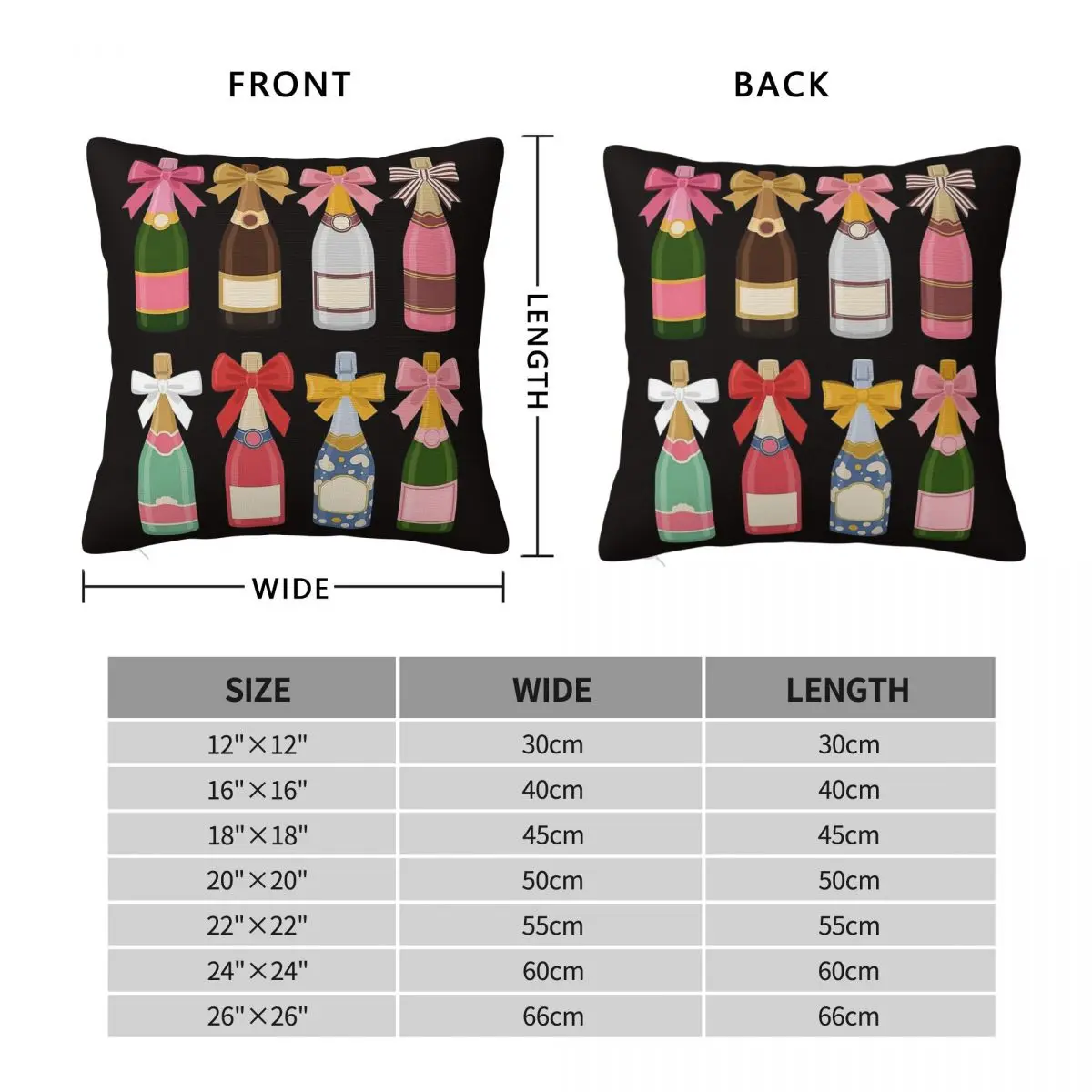 Champagne Cool Glass Bottle Pillowcase Polyester Linen Velvet Pattern Zip Decorative Home Cushion Cover