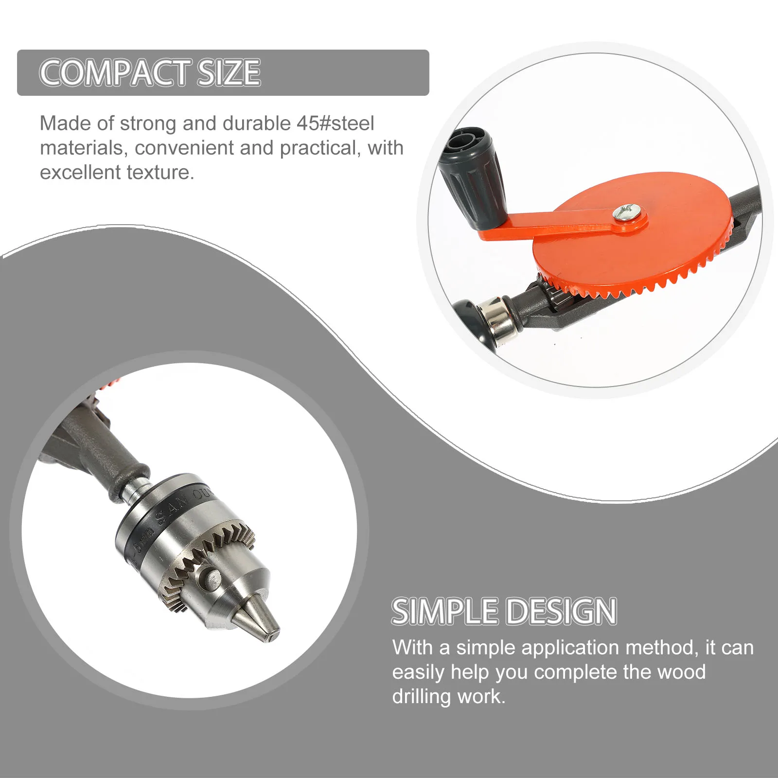 

Hand Drill Tool Manual Handheld Small Craft Mini Crank Bits Woodworking DIY Accessories 45 Steel ABS Iron Material Excellent