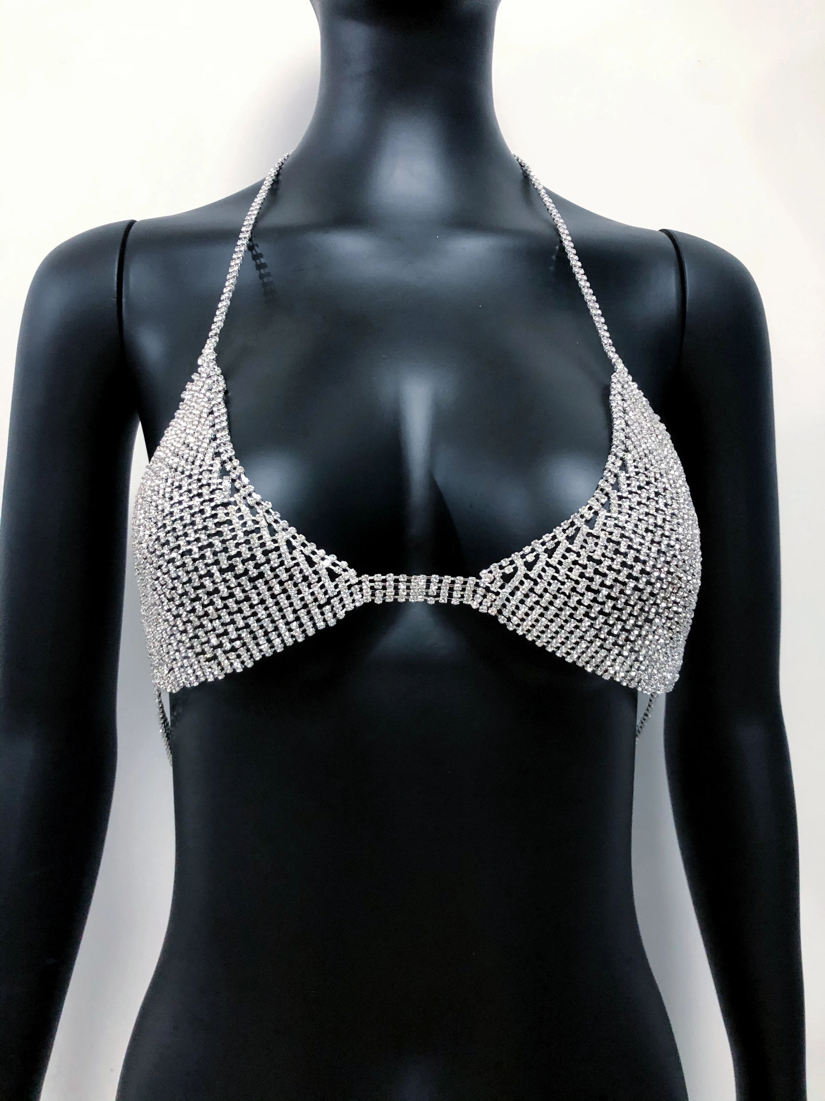 Sexy women\'s shining Rhinestone bra and thong women\'s charm bikini crystal body jewelry sling underwear jewelry gifts wholesale