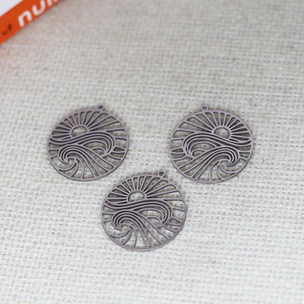 3pcs/Lot Stainless Steel Round Sun Charm Accessories DIY Jewelry Making For Bracelets Earring Necklaces For Party Gift