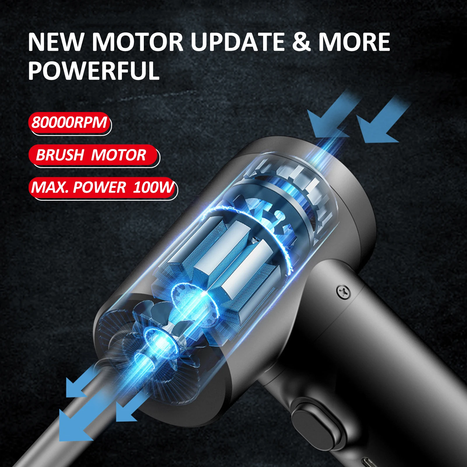 Espanador de ar comprimido-limpador com motor de escova de tela digital, 100w 7500mah espanador de ar elétrico limpador espanador de ar elétrico