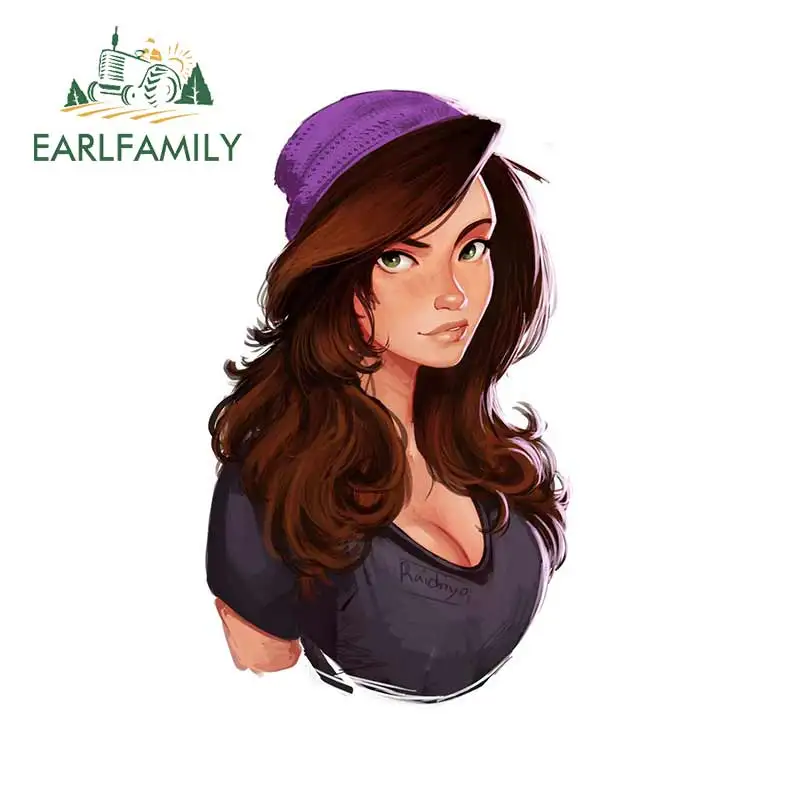 

EARLFAMILY 13см X 9.3см Наклейка на автомобиль с изображением аниме-девушки с коричневыми волосами и платьем, для маскировки царапин, уличных знаков, персонализированные автомобильные наклейки