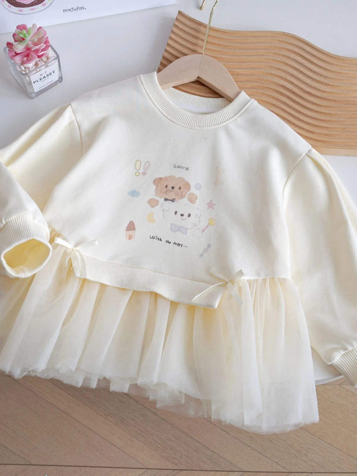 

Spring Autumn Girls' Sweet Cartoon Print Me Splice Sweatirt Baby Faionable Long Sve Silk Top for Kids