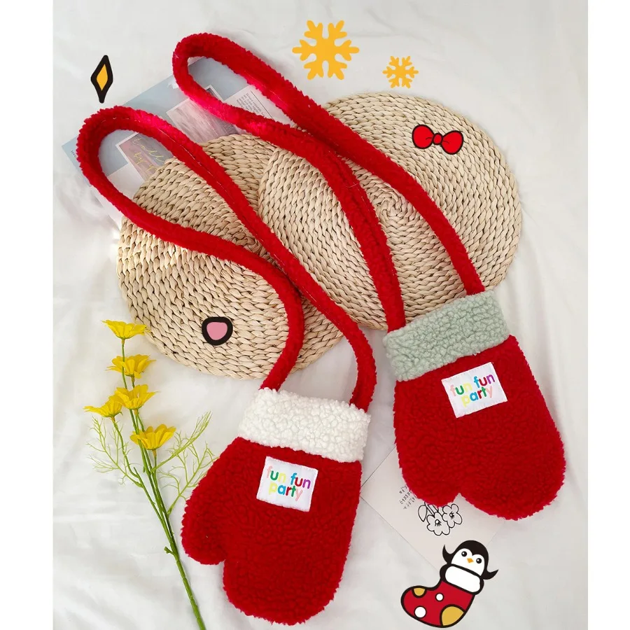 

Милая плюшевая сумка в виде перчаток «сделай сам», мини-сумка на Рождество и Новый год, ярко-красная плюшевая сумка, зимние лоскутные сумки с цветными блоками для родителей и детей