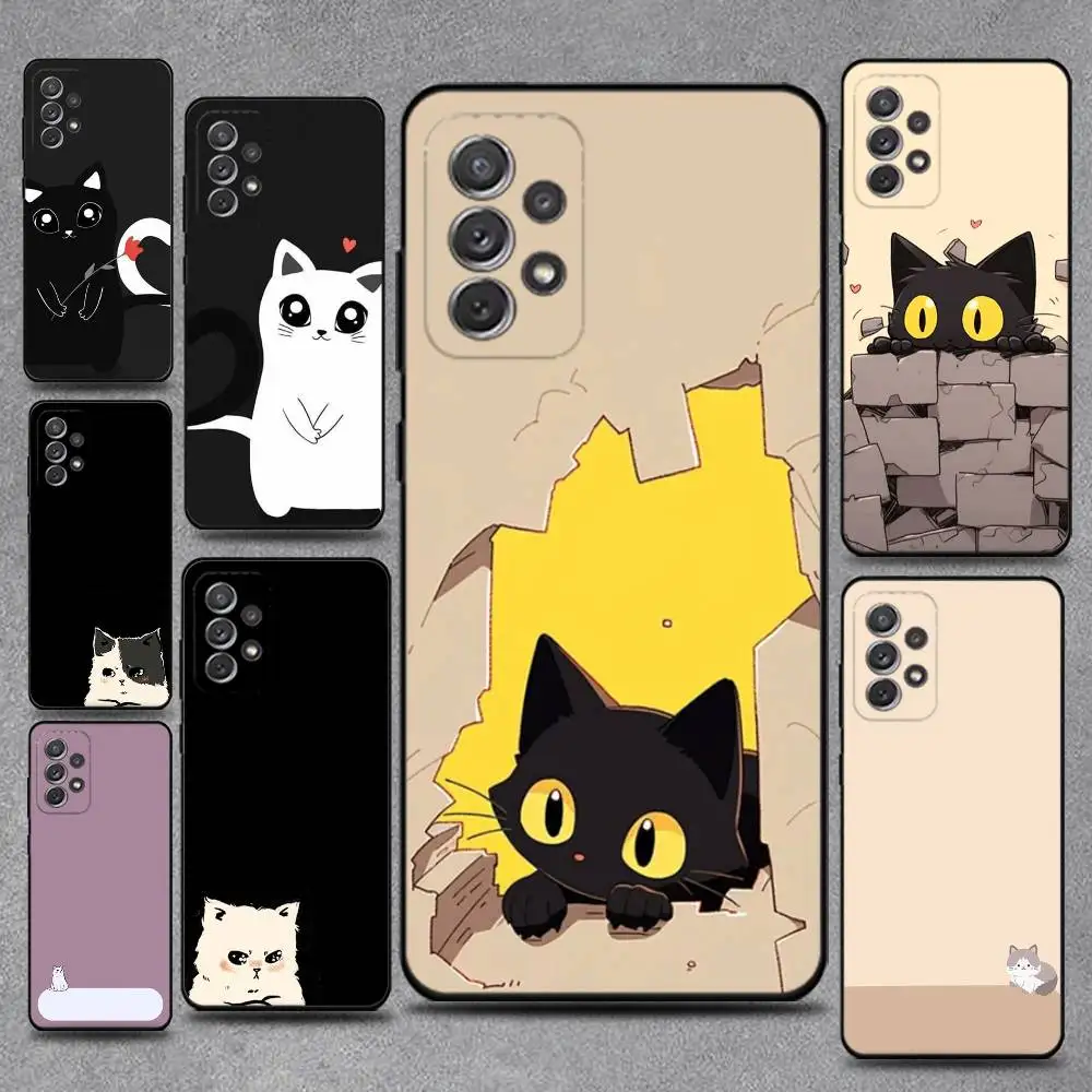 

Funny Animal Cat Paired Couple Phone Case For Samsung S25,S24,S21,S22,S23,S30,Ultra,S20,Plus,Fe,Lite,Note,10,9,5G Black Cover