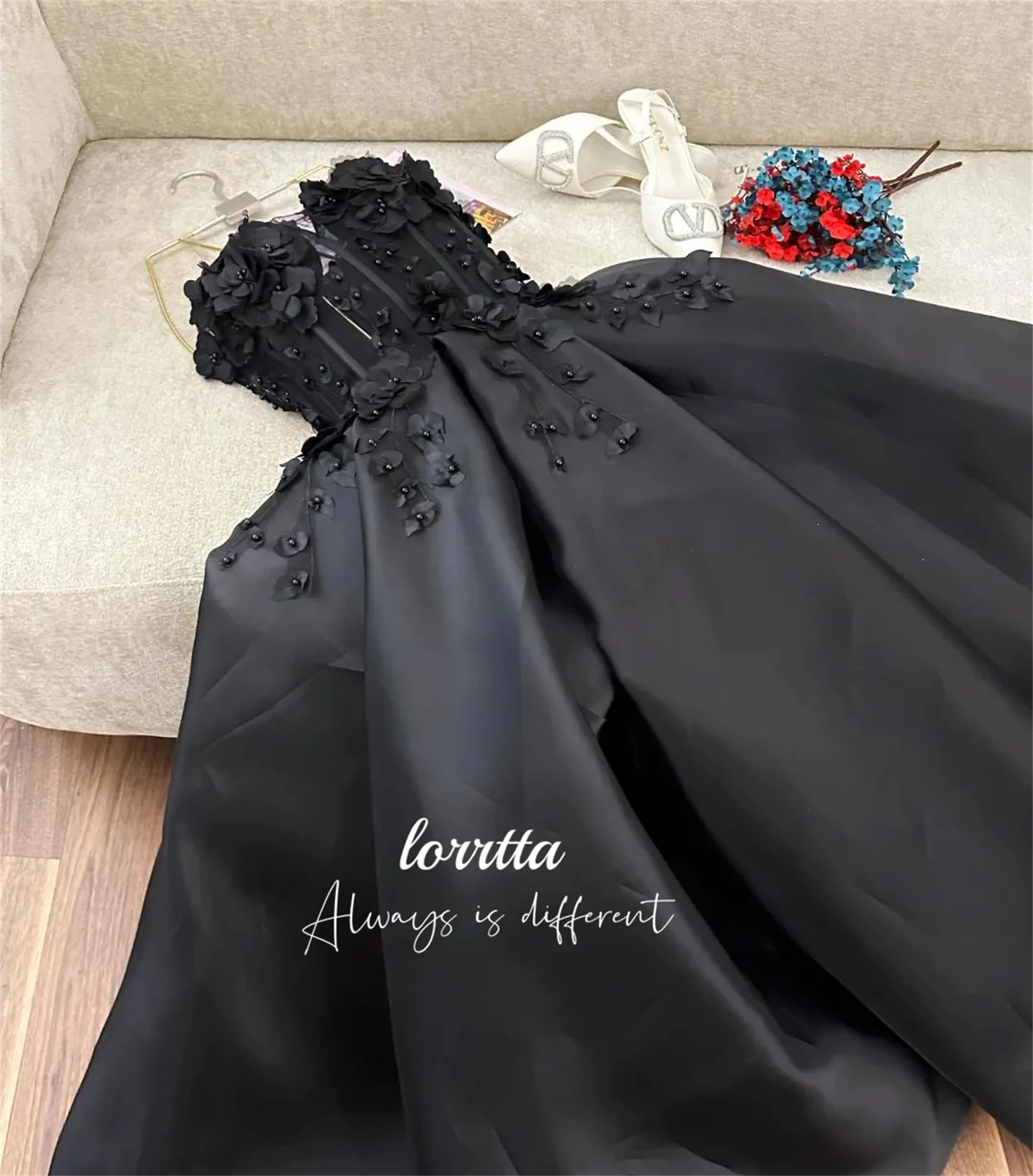 

Lorrtta Evening Dress Mesh and Satin Fabric 3D Flower Decoration Elegant Women's Luxury Party Dresses for Special Occasions Prom