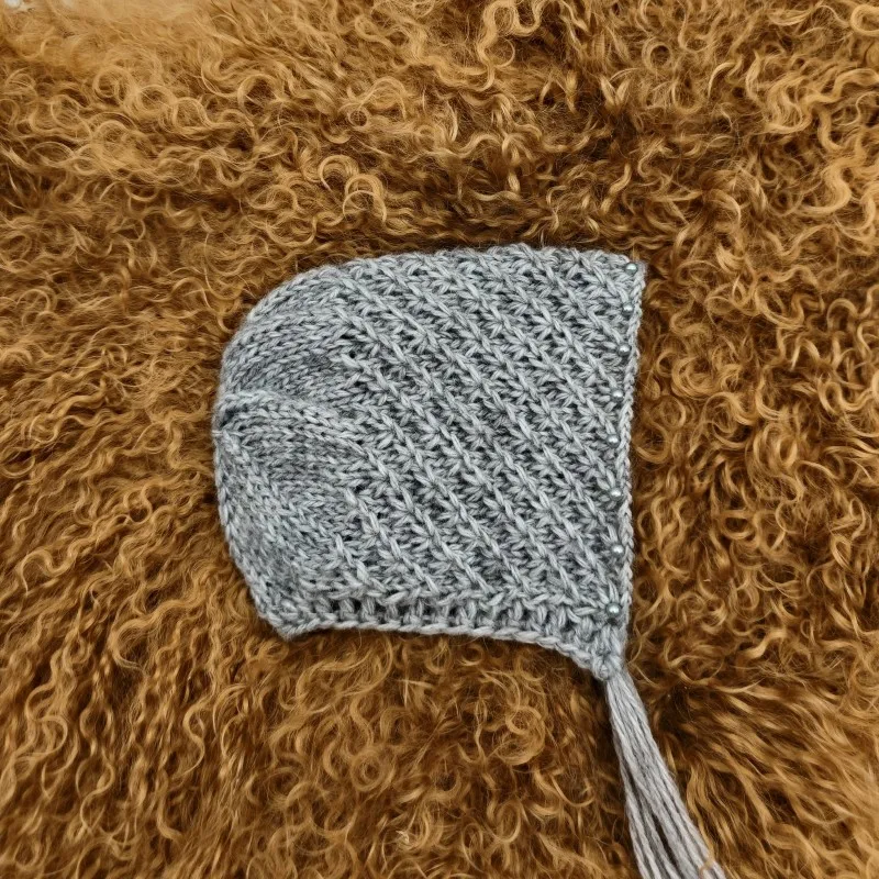 Accessoire de photographie pour nouveau-né, bonnet en perles, ensemble rond, couche d'emmaillotage grise, pose