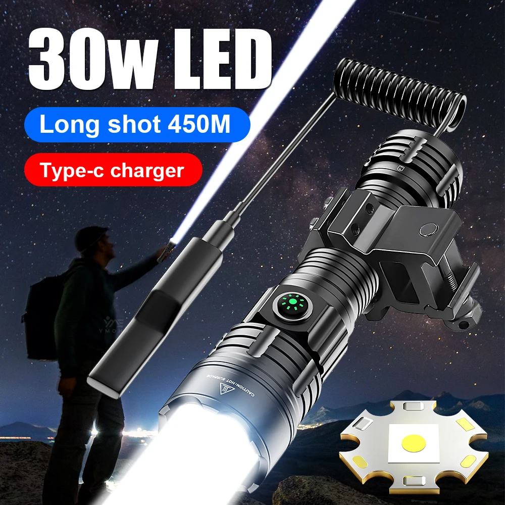 

Тактический светодиодный фонарь 2000 лм, перезаряжаемый через USB, водонепроницаемый, с зумом, яркий портативный аварийный фонарь для кемпинга и активного отдыха
