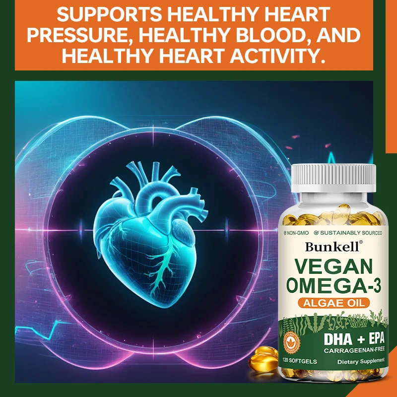 مكمل زيت الطحالب 1000 ملغ، يدعم صحة القلب والأوعية الدموية والرؤية، ومضاد للالتهابات ومضادات الأكسدة