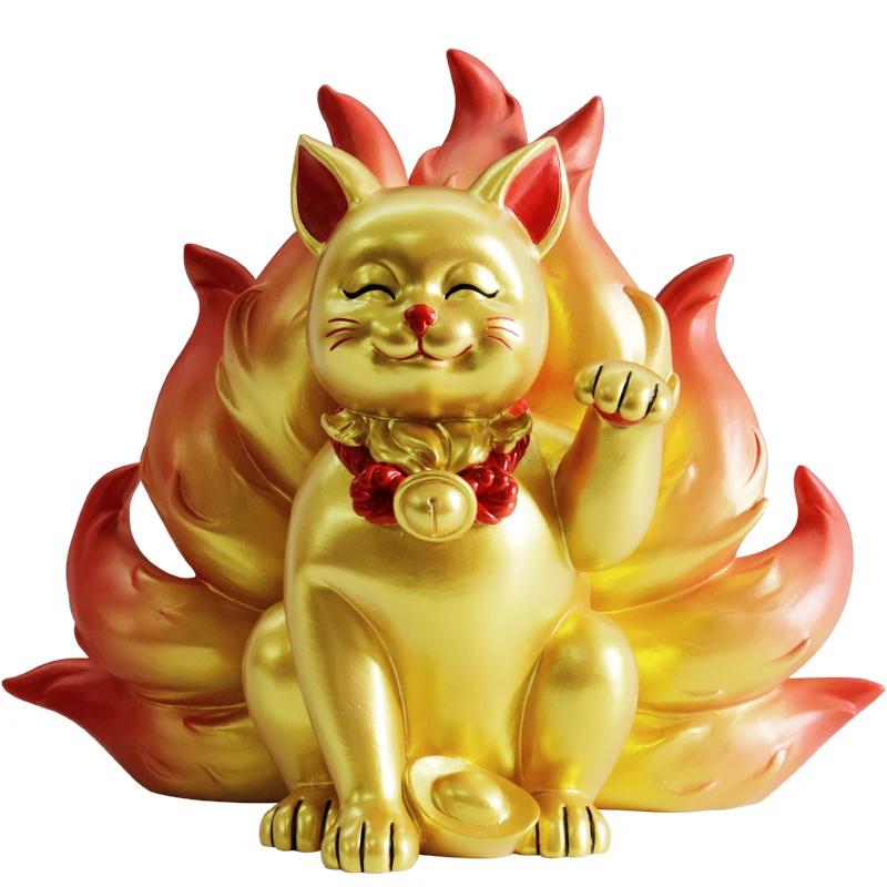 Fortune Cat Statues Resin Ornament Indoor Figurine Restaurant Hotel Shop Front Desk Decoration Opening Gifts Creative Home Decor