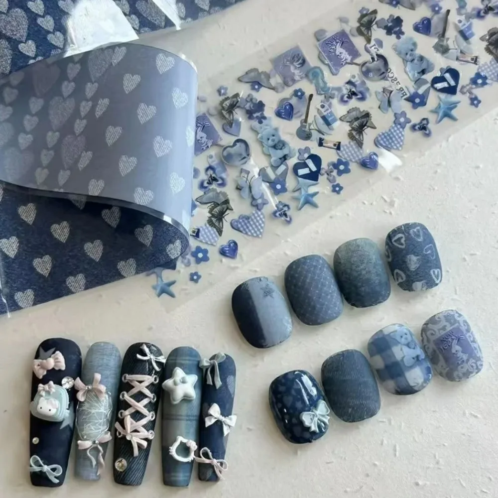 1 Box Nail Art Folien-Transferpapier, rosa Gittermuster, Nagelstempelaufkleber, süße Maniküre-Abziehbilder im Cowboy-Stil für DIY-Nagel