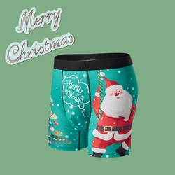 Cute Christmas Printed Boyshorts Elastic Long Legs Mens Underwear Breathable Pouth Bag Boxer Shorts Comfort Male Boxer Briefs