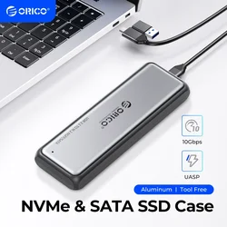 ORICO NVMe SATA alluminio M.2 SSD Enclosure 10gbps Tool Free M2 SSD Enclosure Solid State Drive Case accessori per Computer portatili