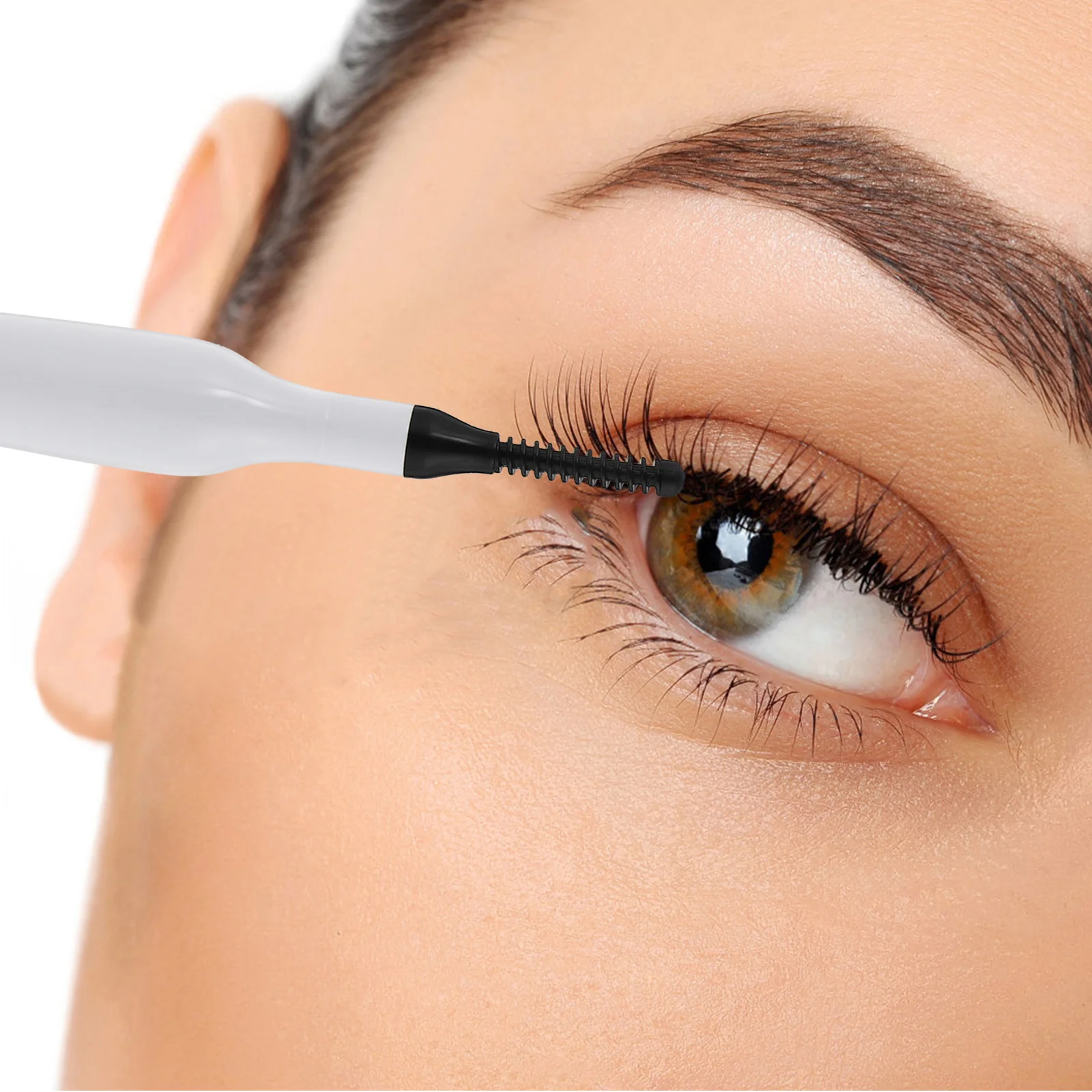1Set Electric Eyelash Curler Heating Rod Anti-Scald Compact Size Curved Brush Head Eyelash Curling Clip USB Rechargeable Makeup
